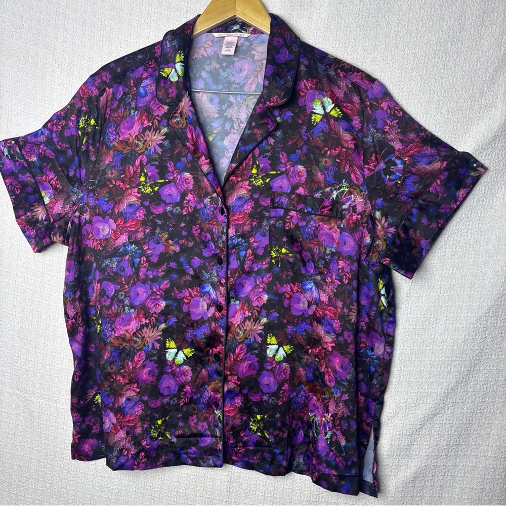 Victoria's Secret Floral Pajama Top -‎ Purple and Pink